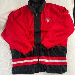 Vintage Starter Jacket Red Black Y2K Windbreaker Streetwear Oversized 90s